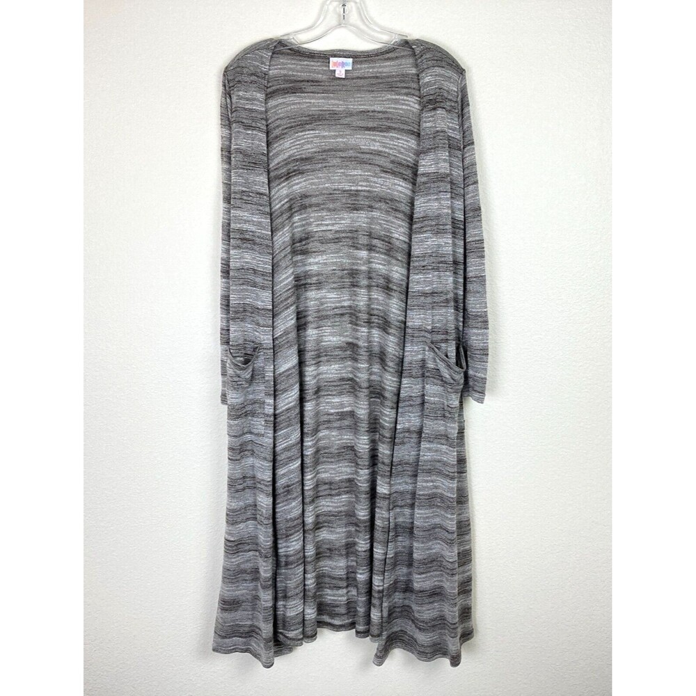 Lularoe Sarah Duster Cardigan Size S Heather Brown White Long Sleeve Open Front